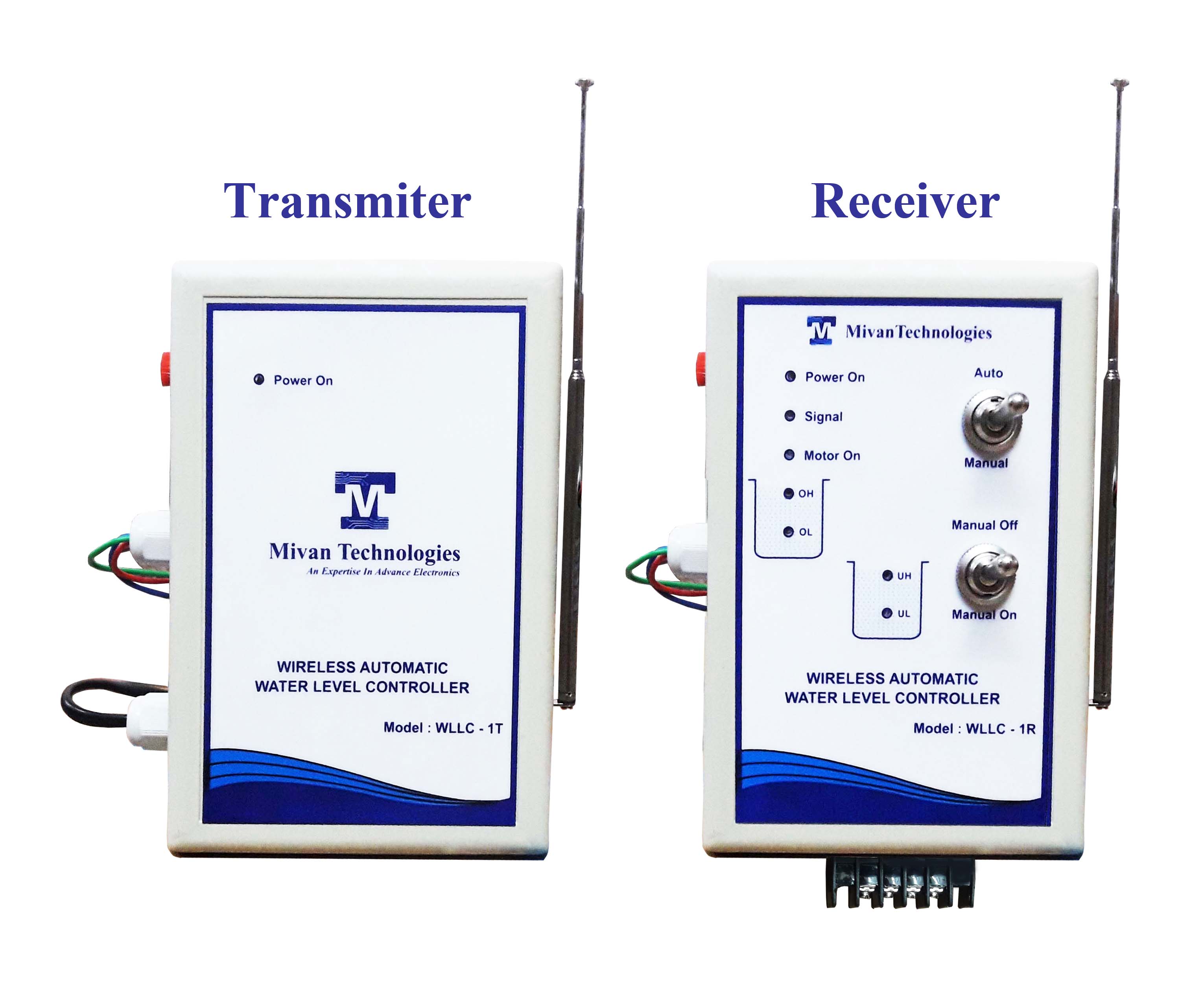 Wireless water level controller and Indicators For Up and Down Tank With 6 Sensors with dry run protection