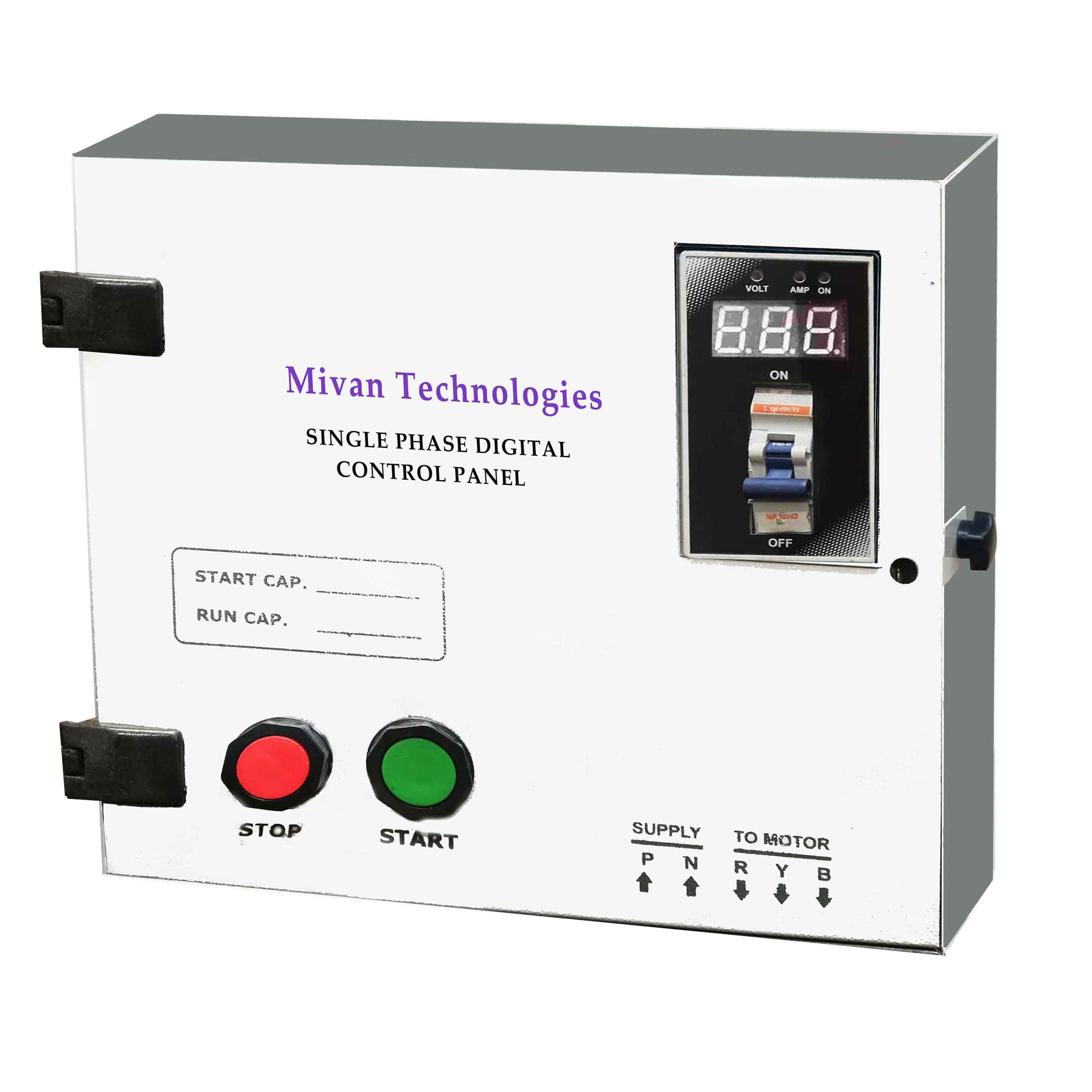 DMPS SR 2 HP Single phase motor Digital starter panel with BCH contactor with digital volt and amp meter with start and run capacitor