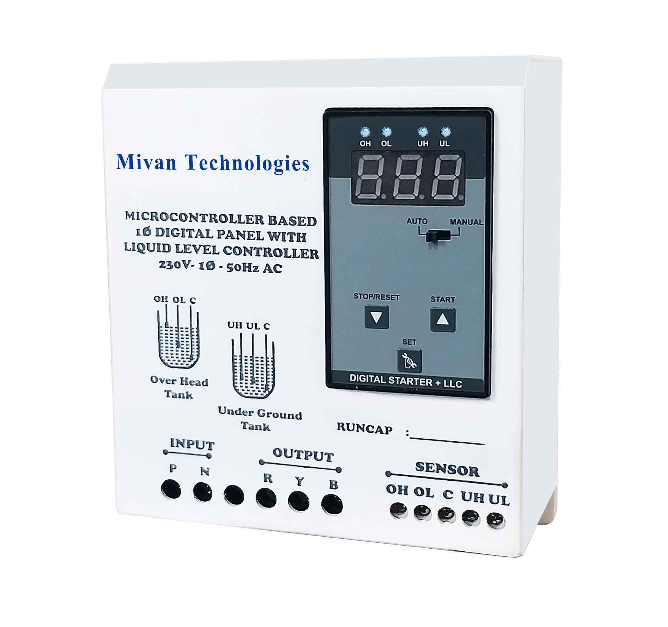 DSL R Digital water level controller and starter panel with volt and amp meter with HV LV OL DRY PROTECTIONS