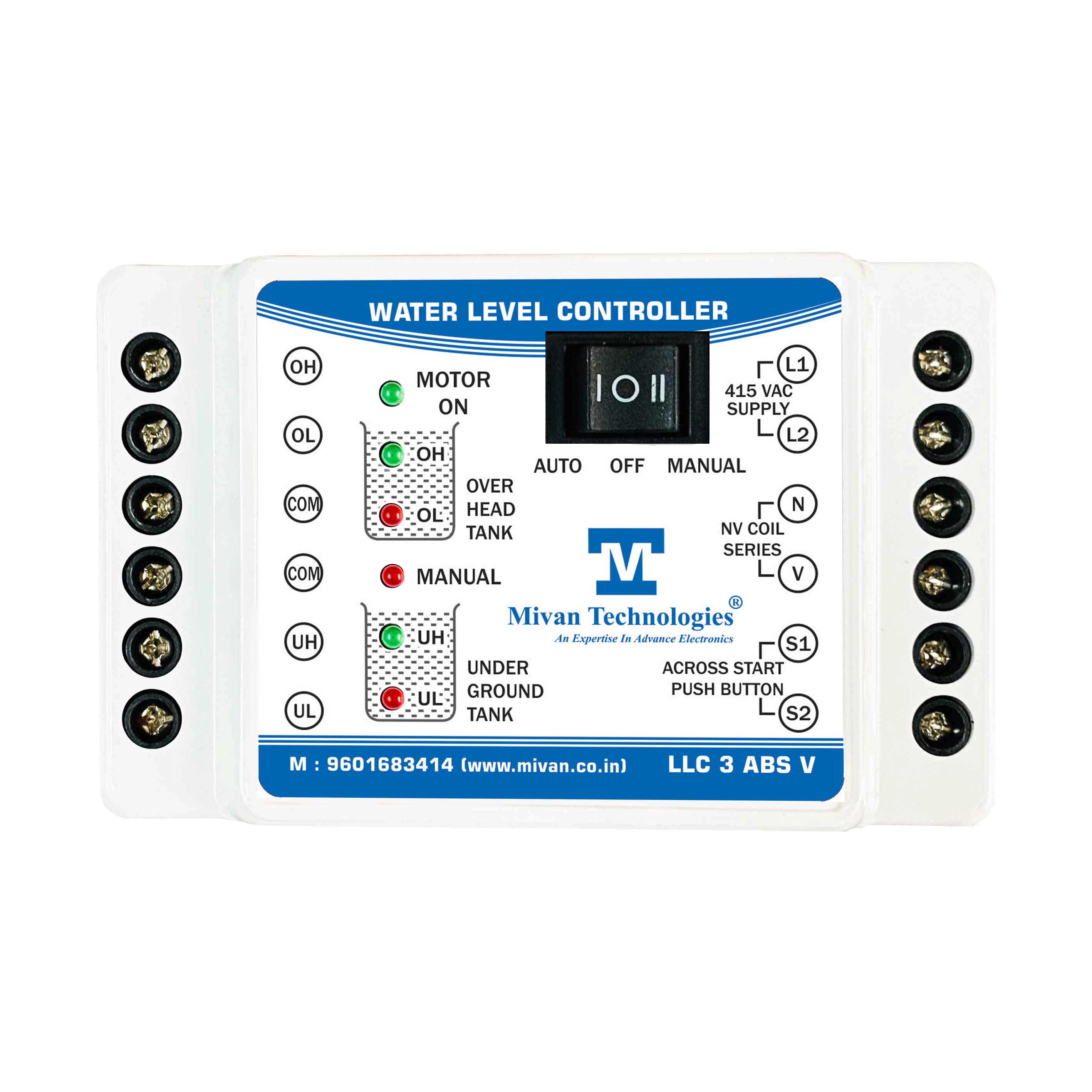 LLC 1 ABS Fully Automatic Water Level Controller and Indicators For Up and Down Tank With 6 Sensors Suitable For Motor Up to 5Hp Supply 230 VAC