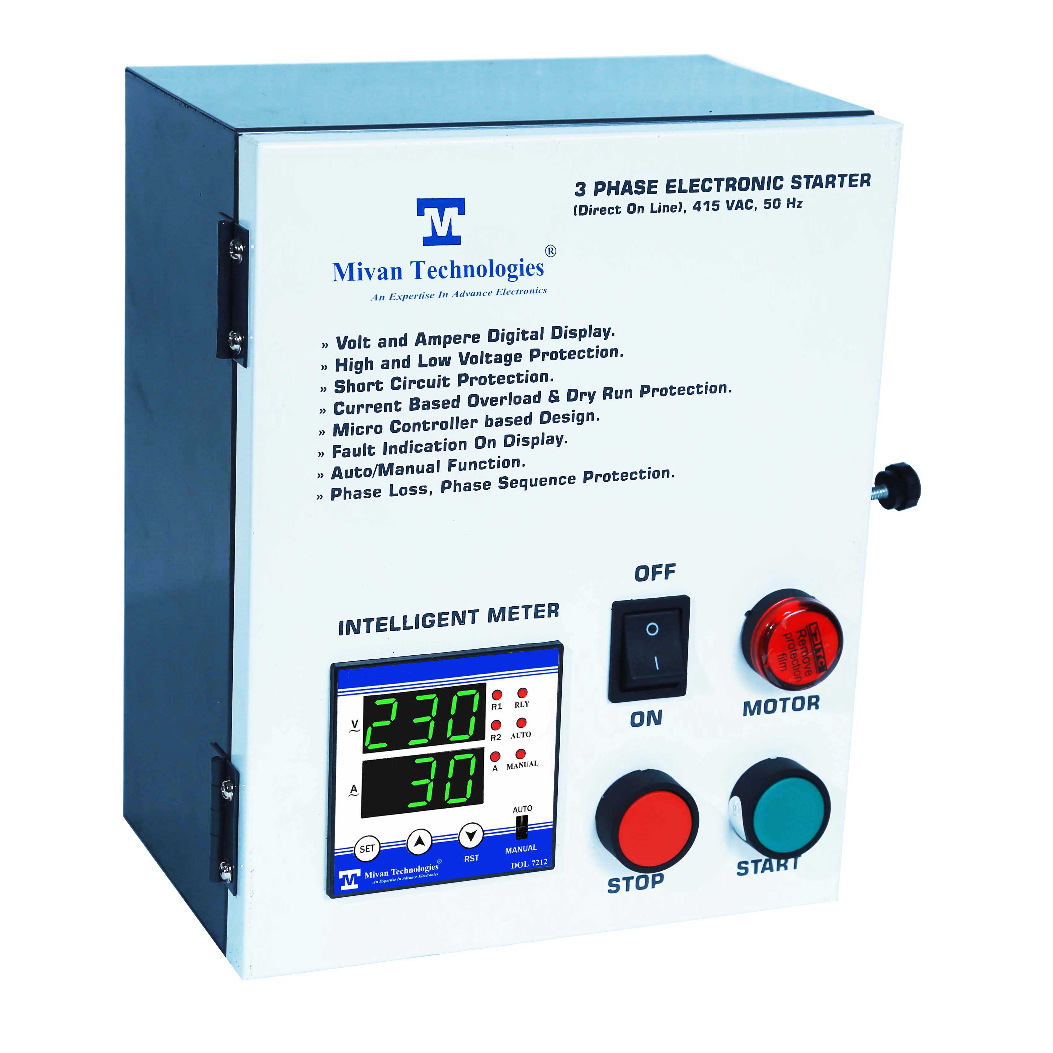 3 phase Heavy Duty DOL motor starter with HV LV OL Dry protection with Auto switch spp and timer EDOL18