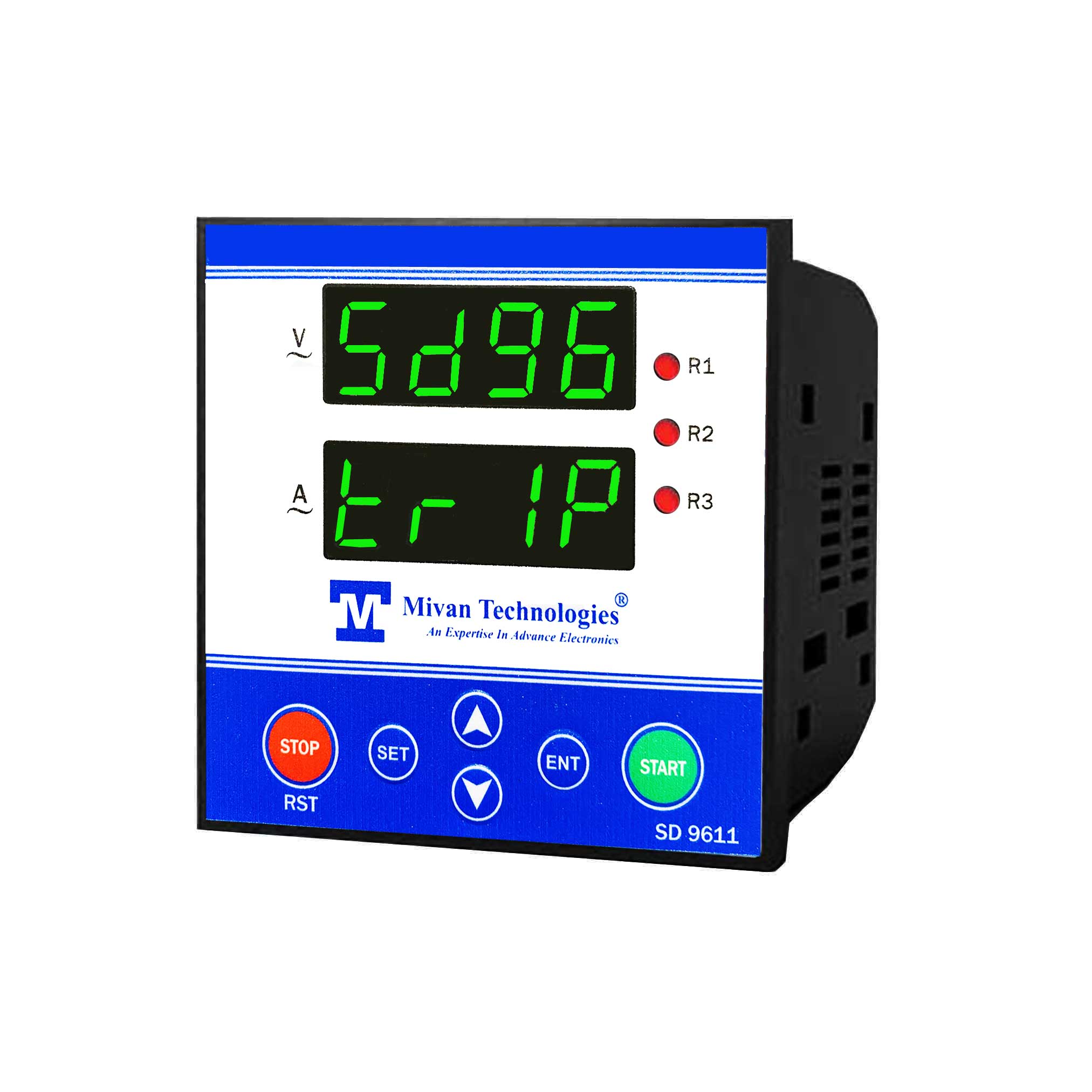 SD 9611 instrument to design any hp Star Delta starter to provide HV LV OL Dry protection with timer spp auto switch