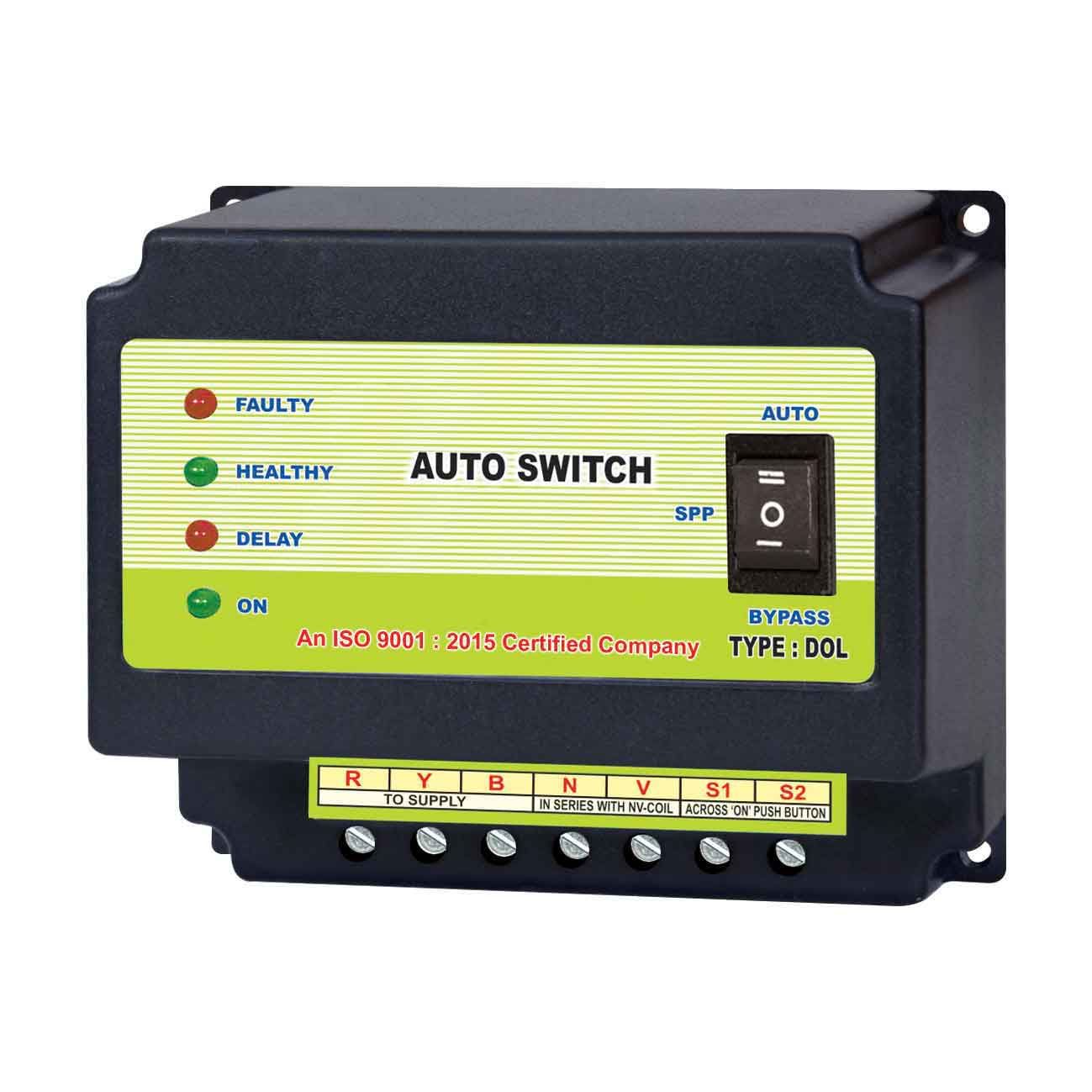 Auto Switch for 3 Phase Motor with spp and on time delay auto start when fault resolved