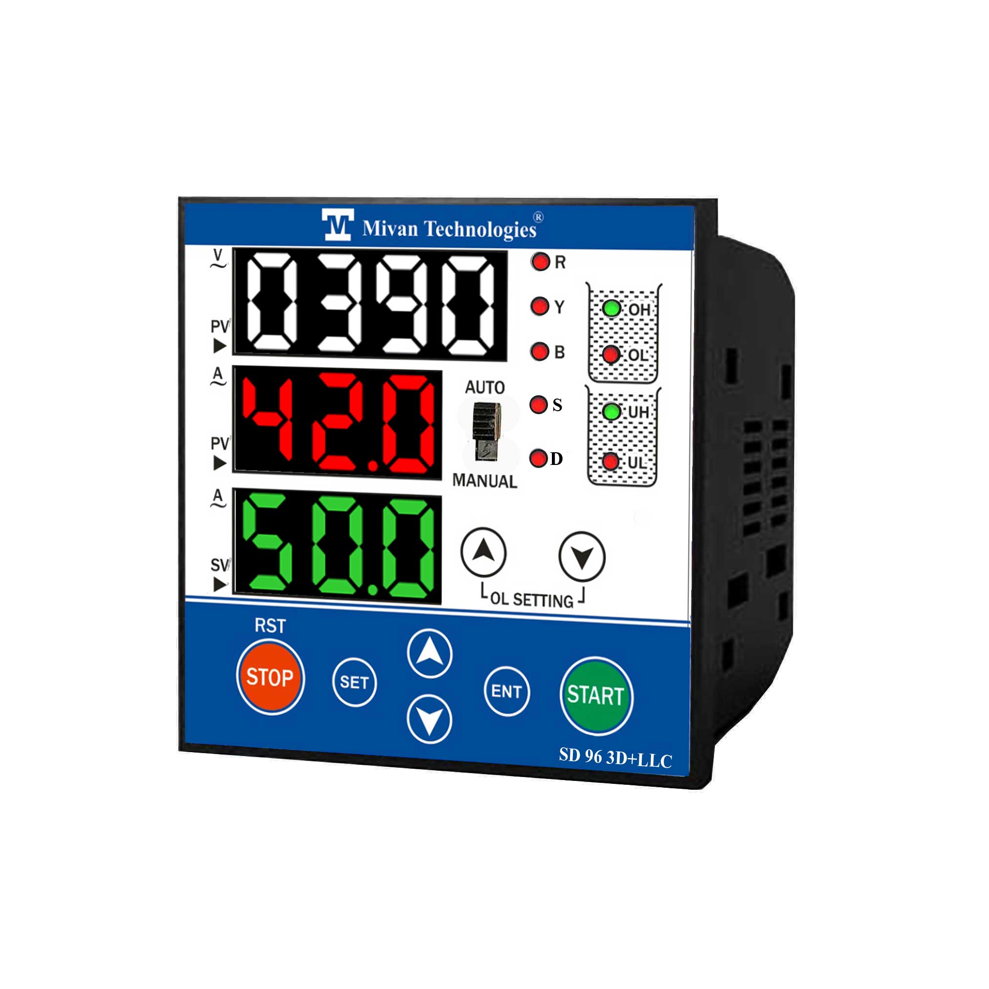 SD 3DW 3 display instrument with water level controller to design any hp Star Delta starter to provide HV LV OL Dry protection with timer spp auto switch