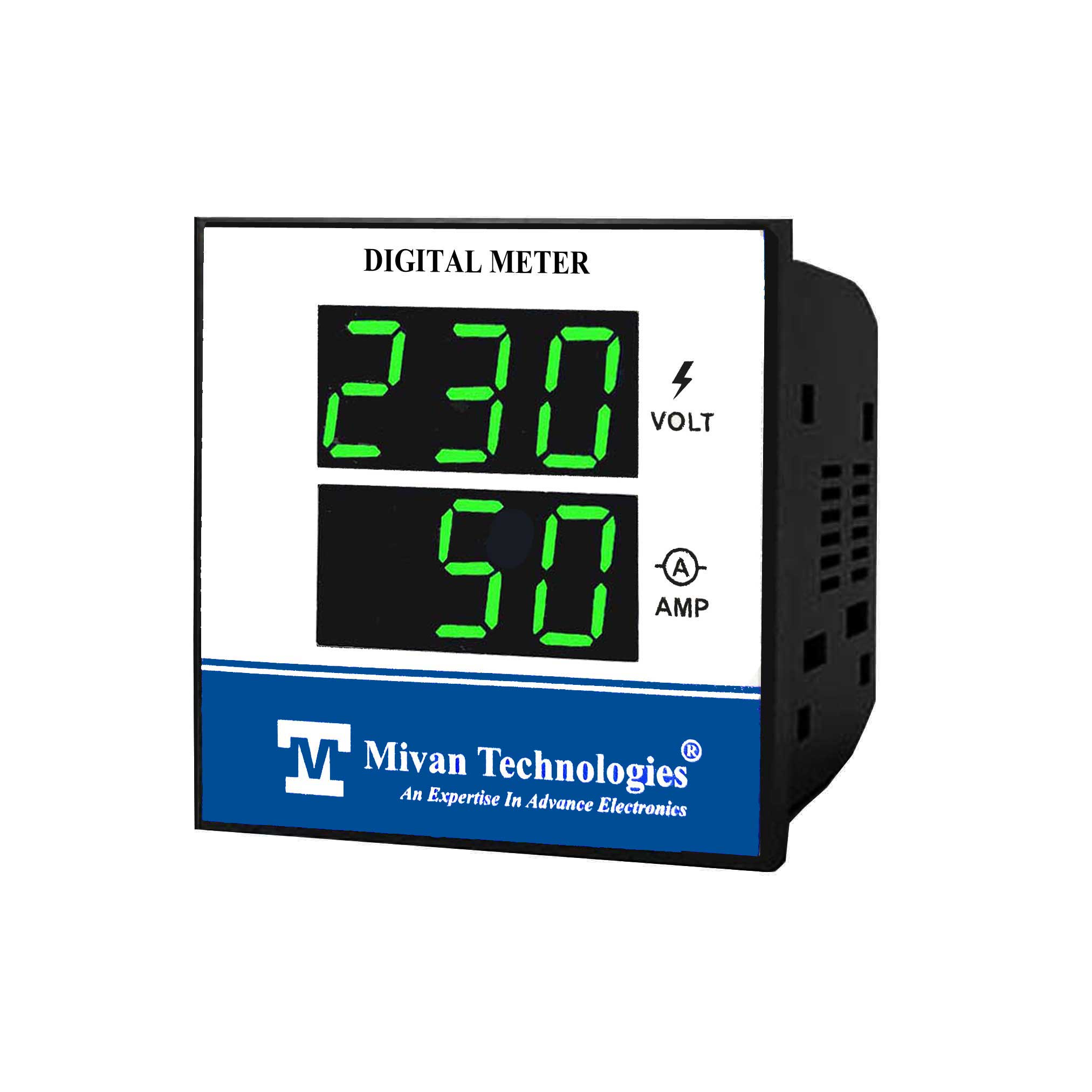 DVM 7212 single phase digital volt and ampere meter  with ct panel mounted sensing voltage up to 600 VAC