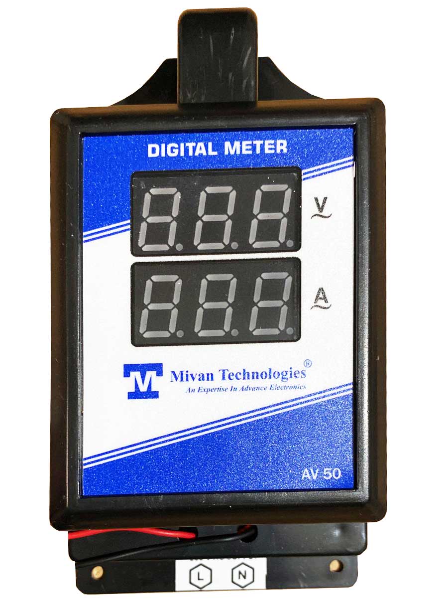 Single phase digital volt and ampere meter  with ct wall mounted sensing voltage up to 600 VAC