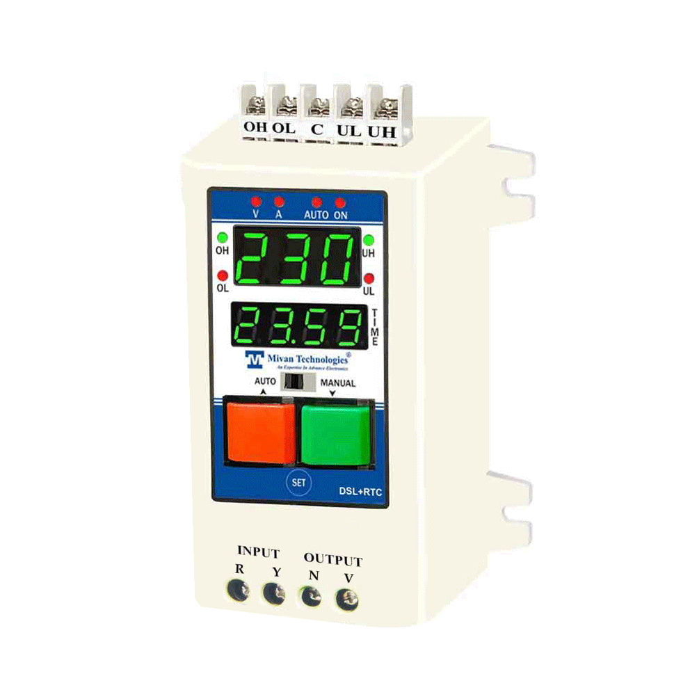 DSL RTC Digital 3 phase water level controller with potential free relay output with REAL TIME TIMER with V A meter with HV LV OL DRY PROTECTION with cyclic TIMER