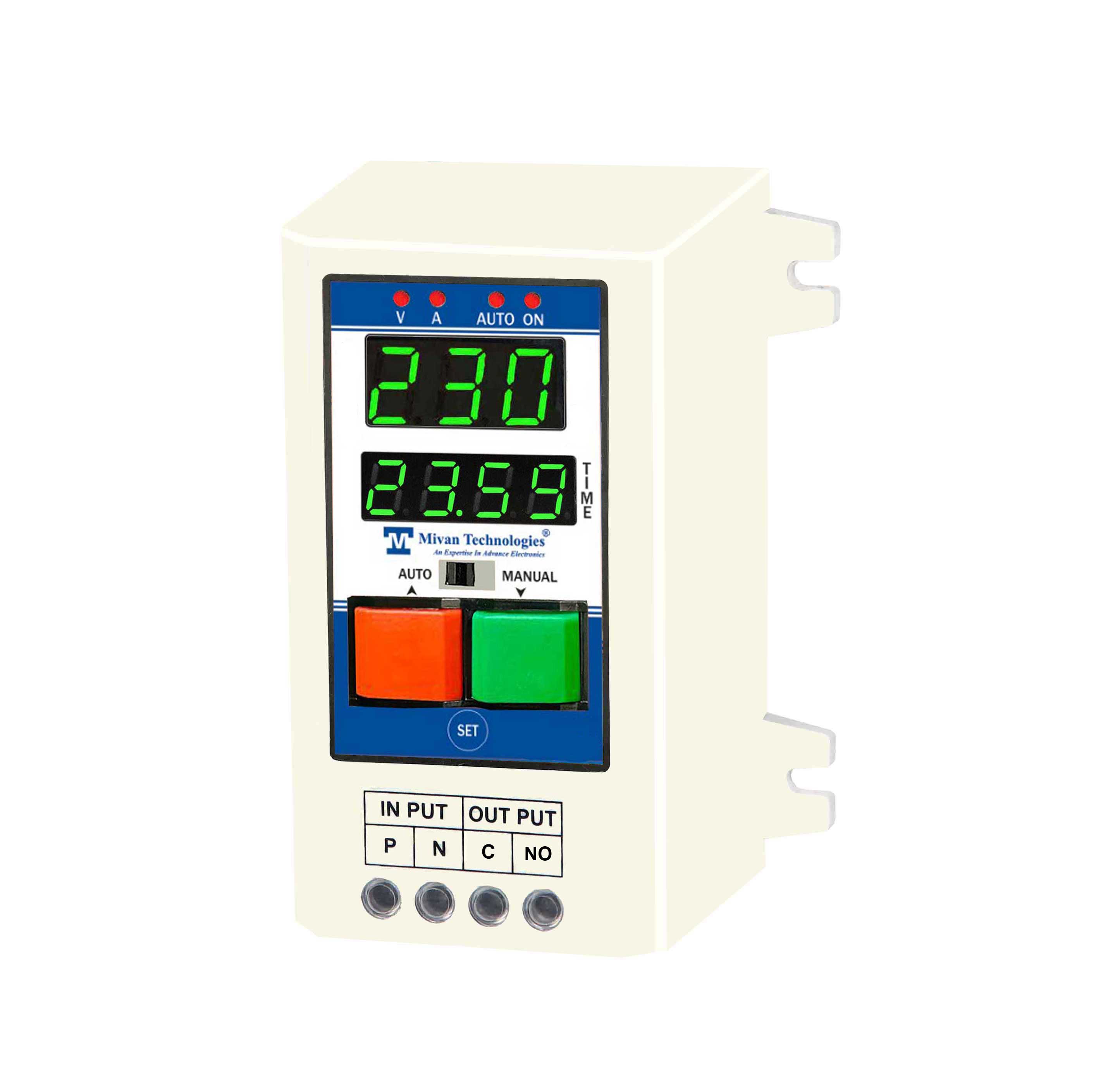 DS RTC Single Phase Digital starter with potential free relay output with REAL TIME TIMER with V A meter with HV LV OL DRY PROTECTION with cyclic TIMER
