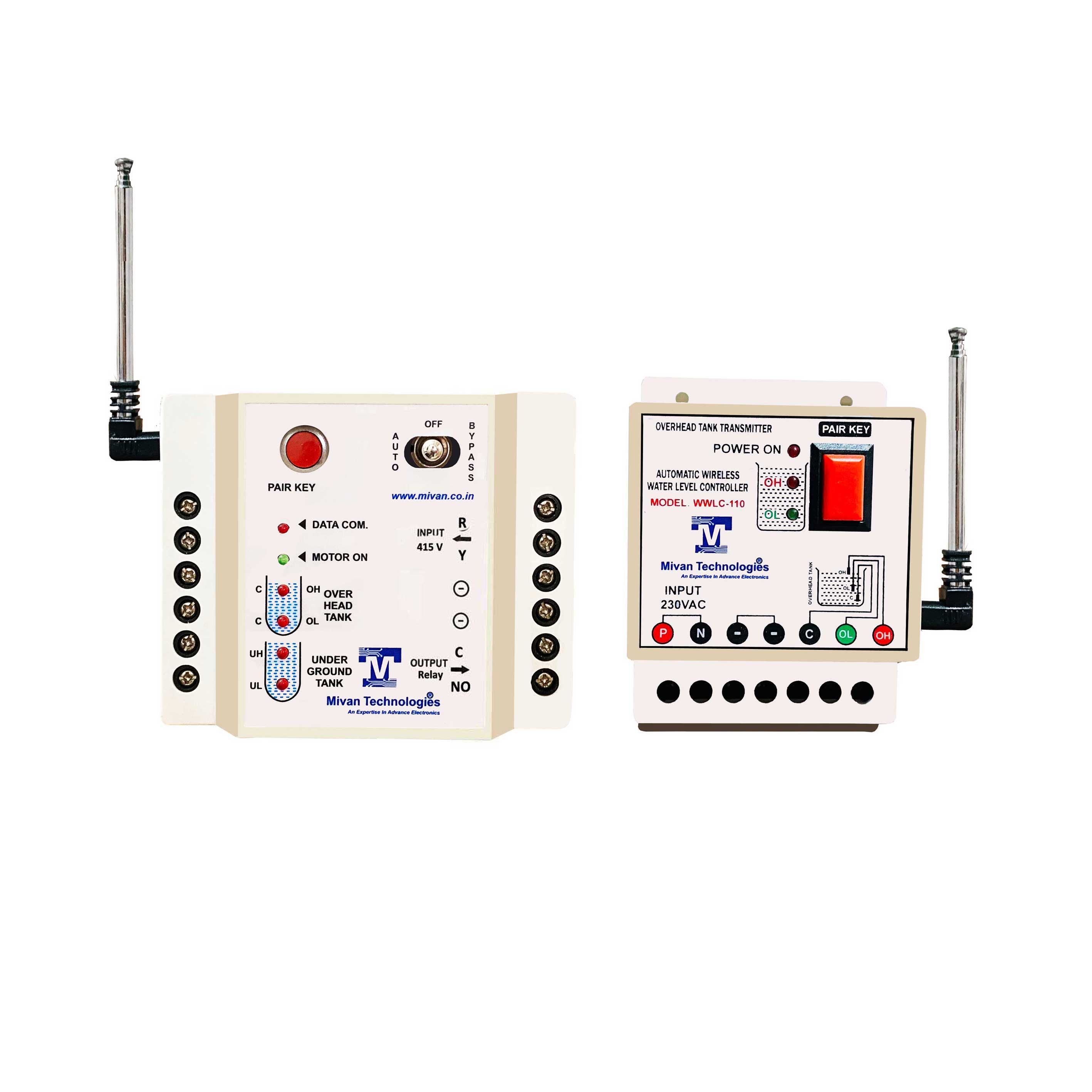 WLLC 3 wireless water level controller for 3 phase motor For Up and Down Tank With 6 Sensors with dry run protection