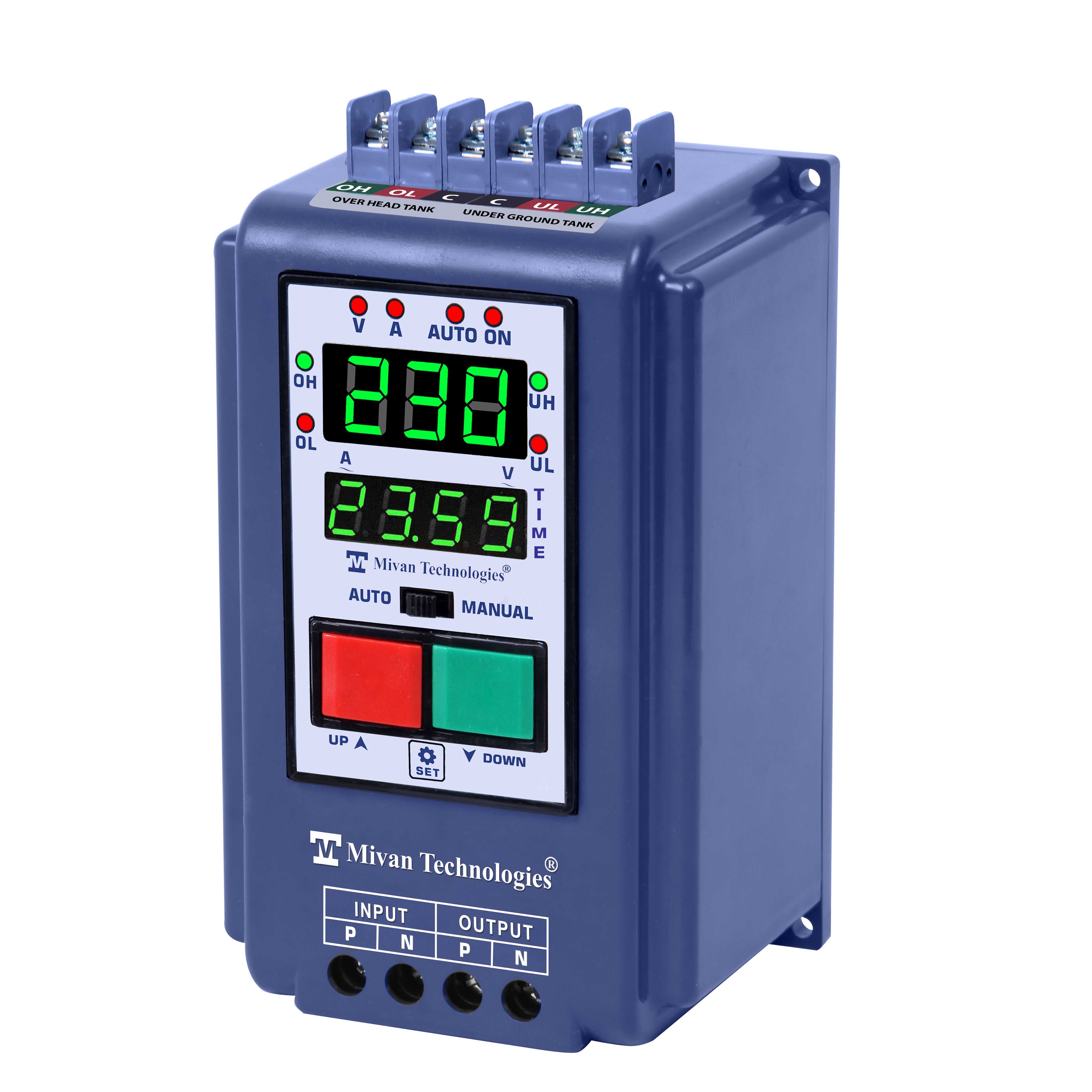 DSL RTC HD Digital water level controller with REAL TIME TIMER with V A meter with HV LV OL DRY PROTECTION with cyclic TIMER