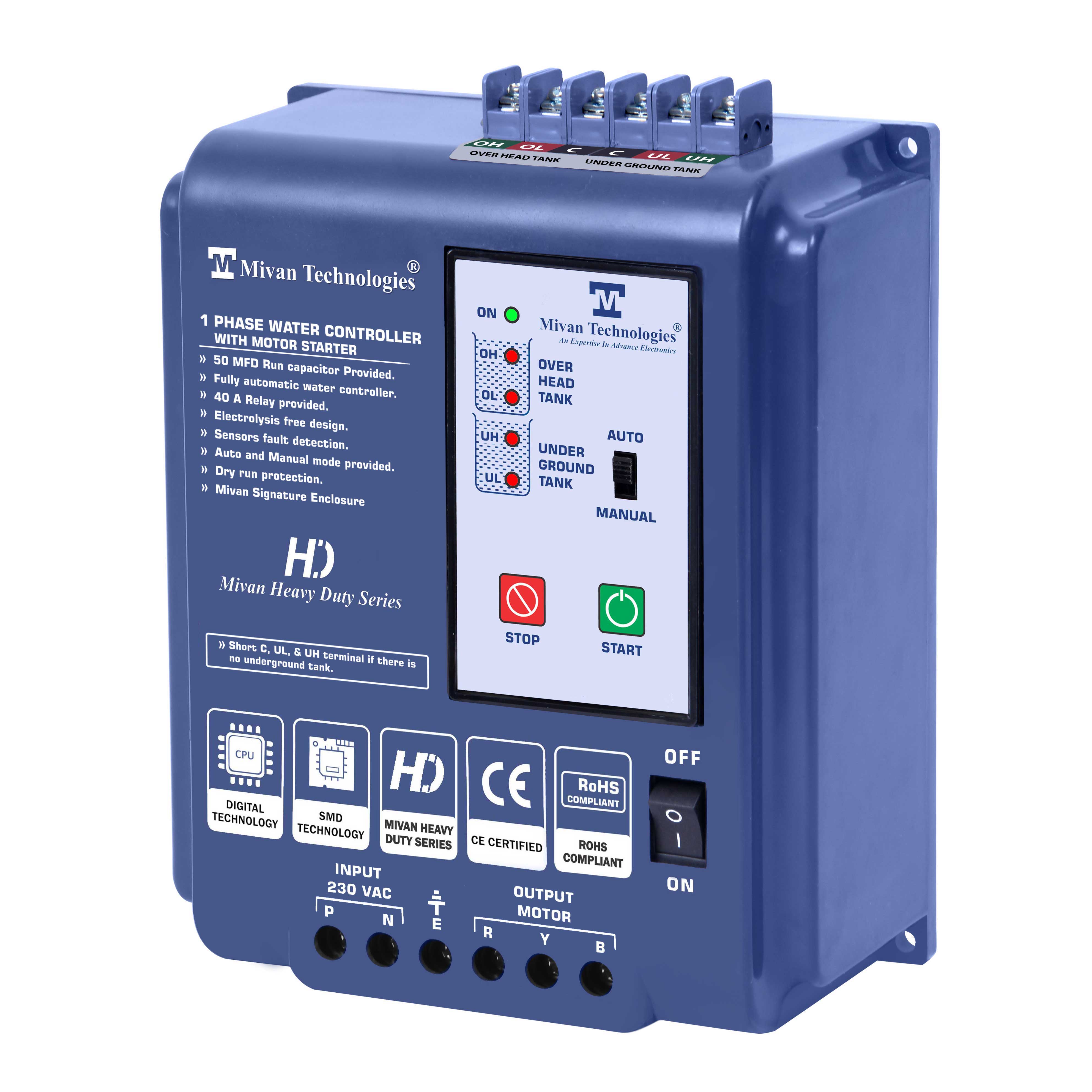 SSS R HD Fully automatic water level controller with starter For Up and Down Tank With 6 Sensors