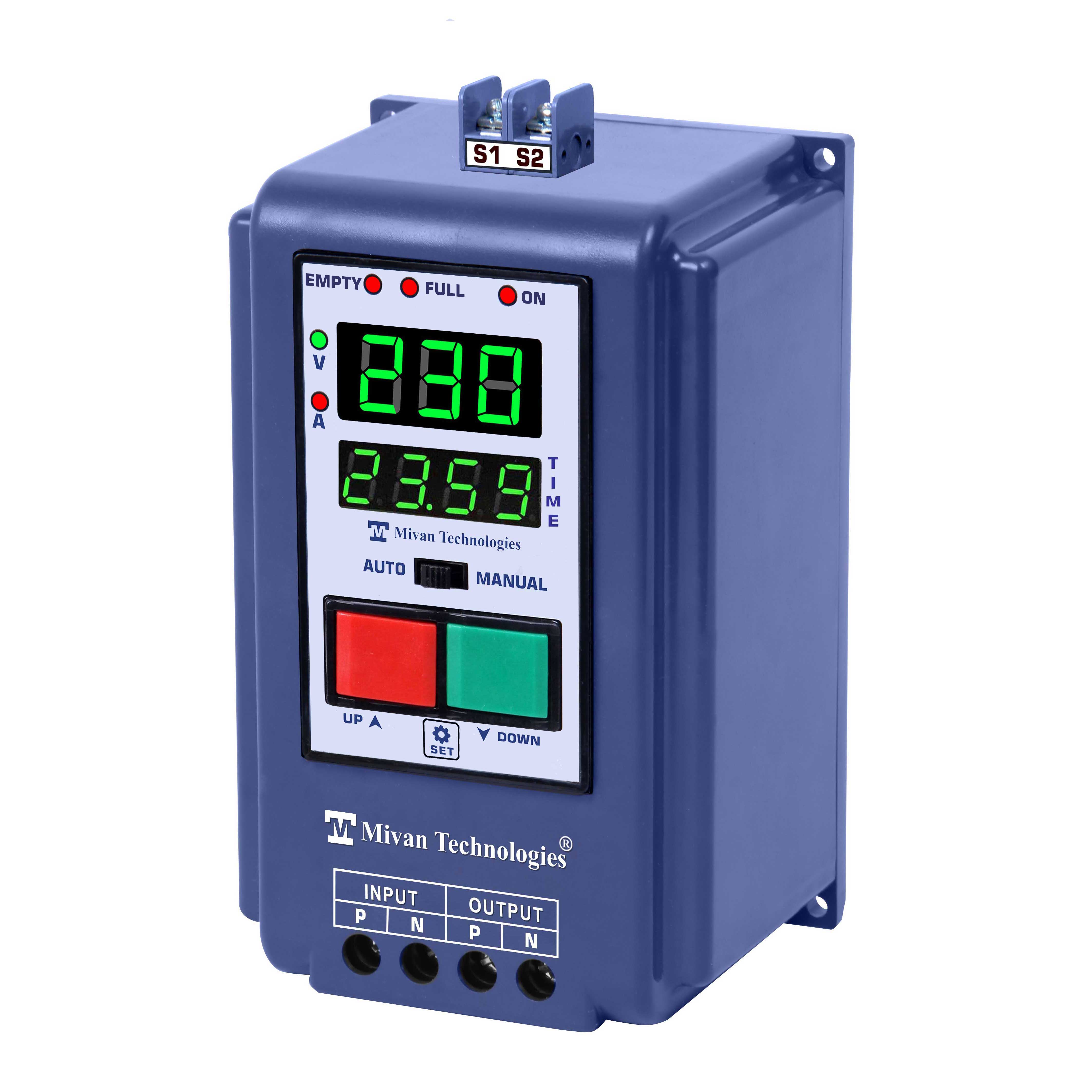 WLC RL RTC HD Digital semi automatic water controller with REAL TIME TIMER with V A meter with HV LV OL DRY PROTECTION