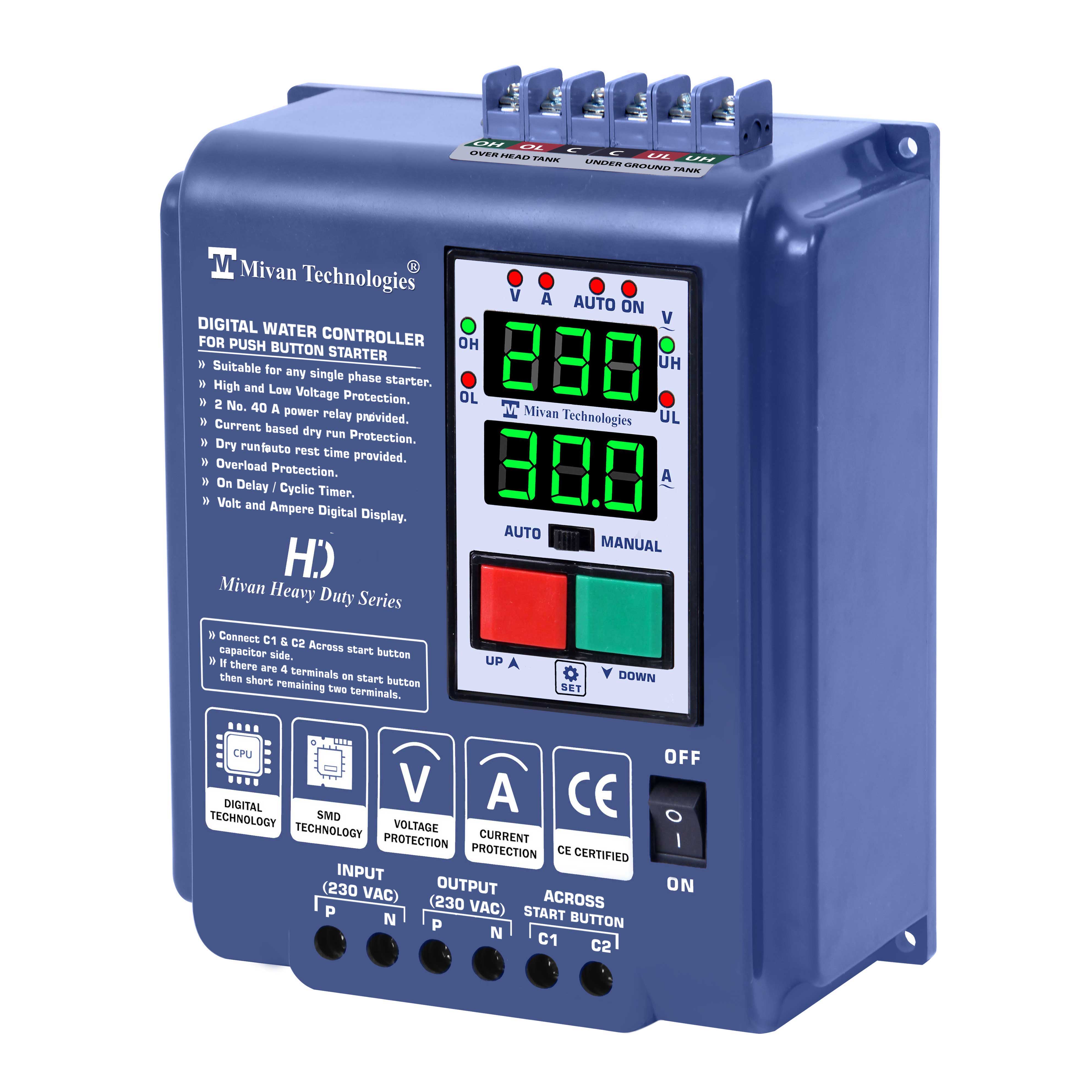 DTS 2SR HD Digital Timer for single phase push button type panel ON delay OFF delay and Cyclic timer