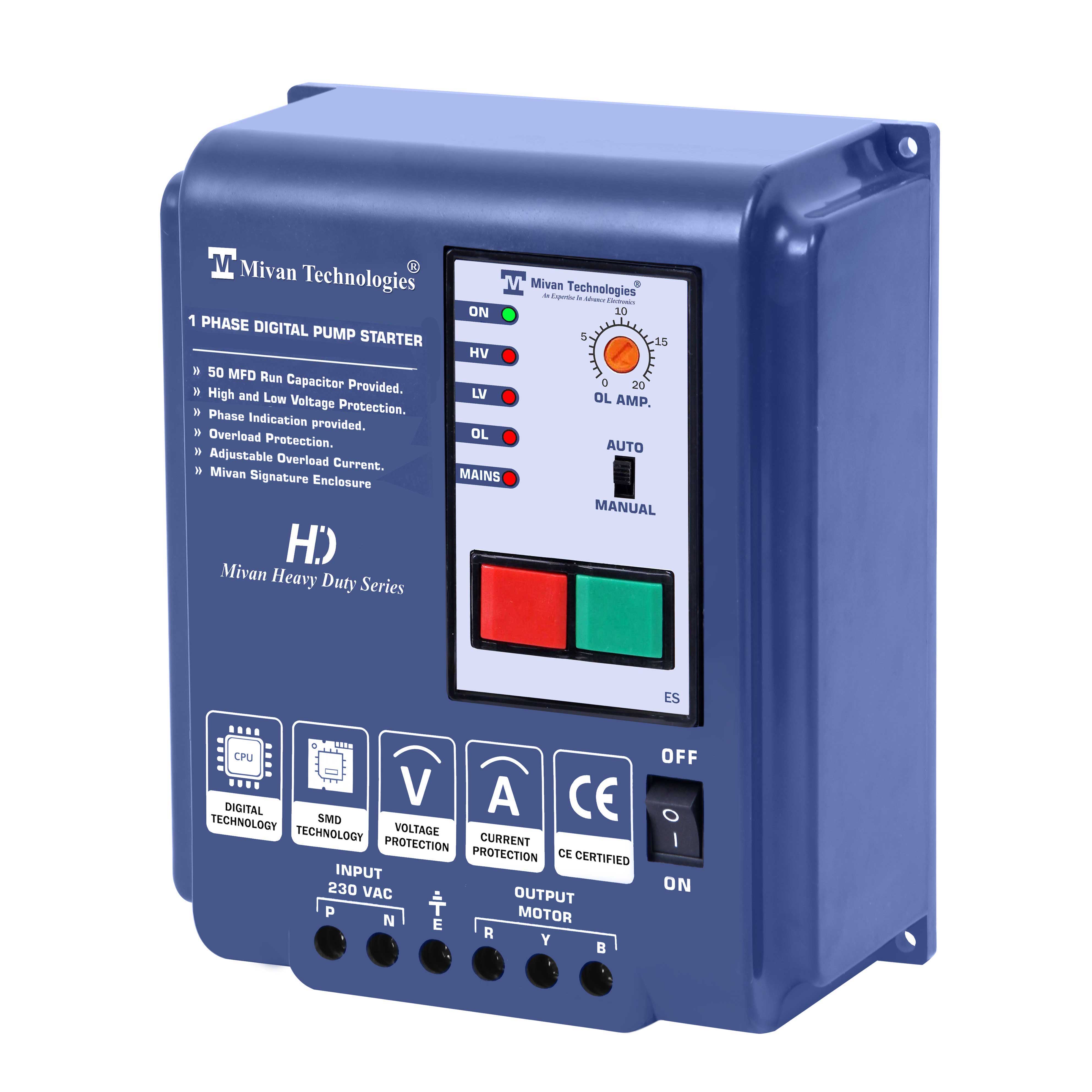 ES R Single Phase motor starter with High Low voltage and overload protection Suitable up to 1.5 hp motor ES R