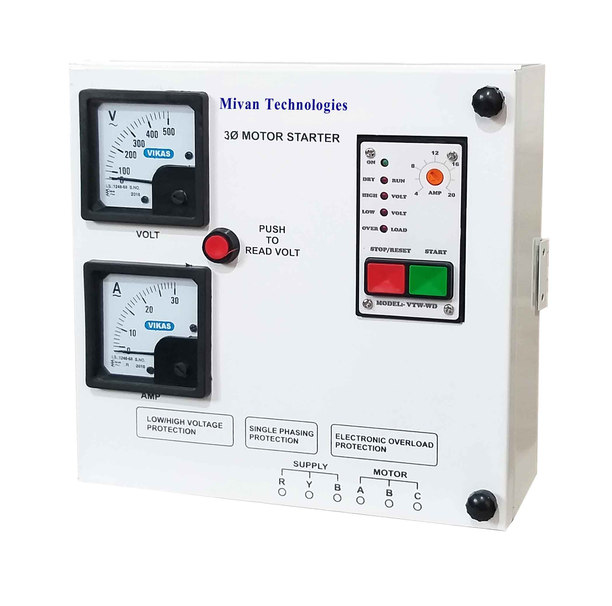 STS A Ms 3 phase DOL electronic starter for 3 phase motor suitable up to 10 hp motor with HV LV OL SPP PROTECTIONS