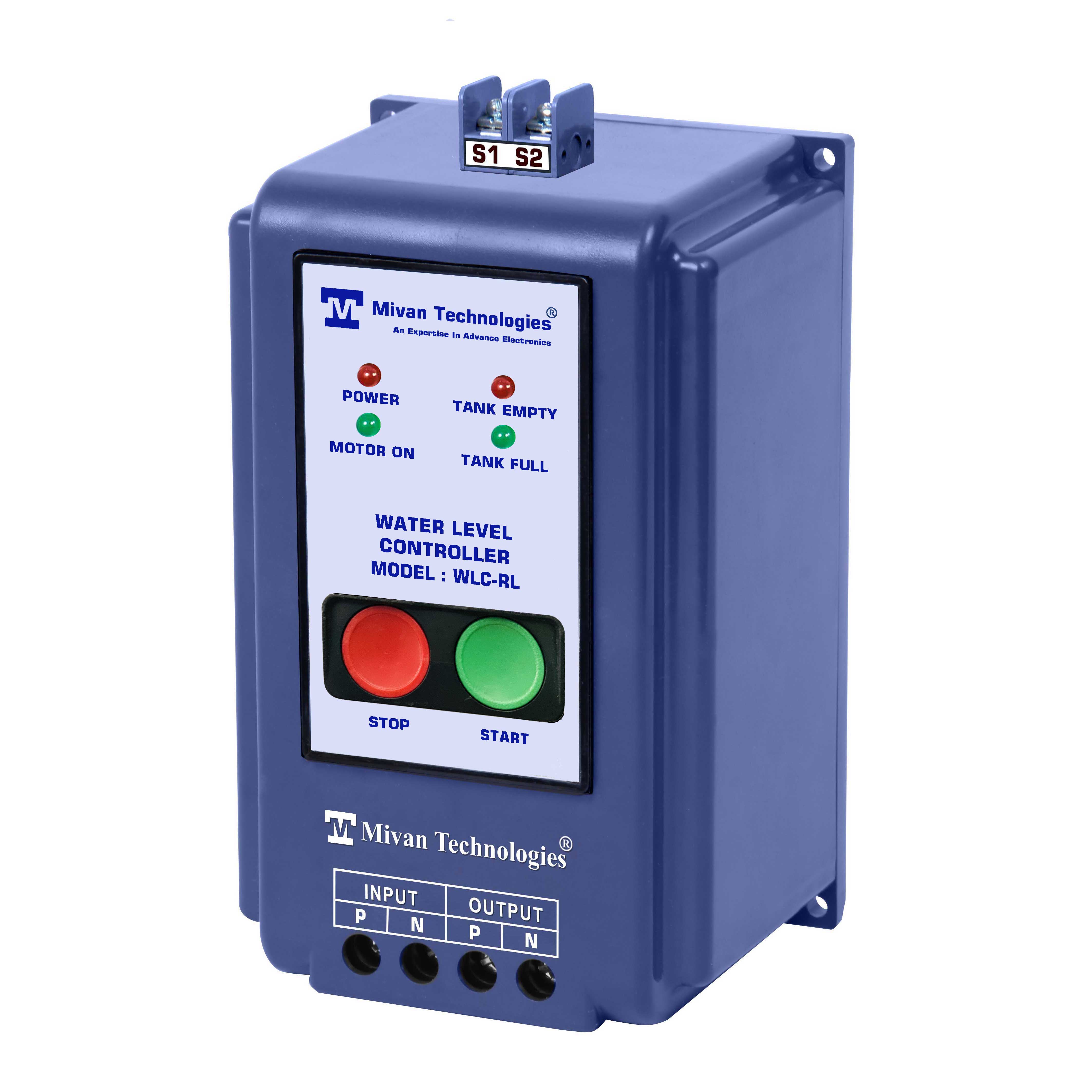 WLC RL HD  Semi Auto Water Level Controller It starts the motor by pressing start button and automatically stops the motor when tank gets full