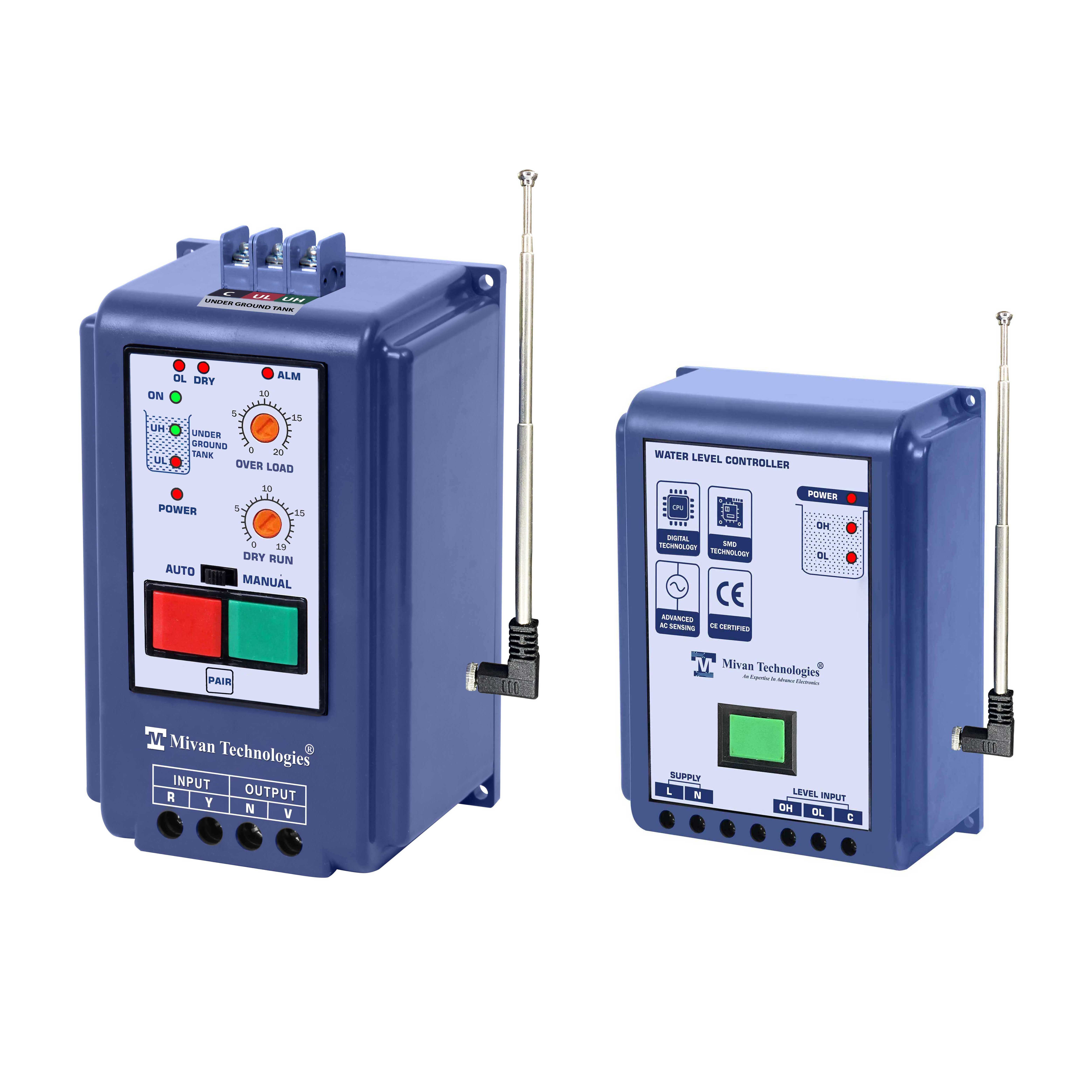WLLC 3 wireless water level controller for 3 phase motor For Up and Down Tank With 6 Sensors with dry run protection